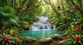 Tropical Rainforest Waterfall & Wildlife - Premium Digital Download