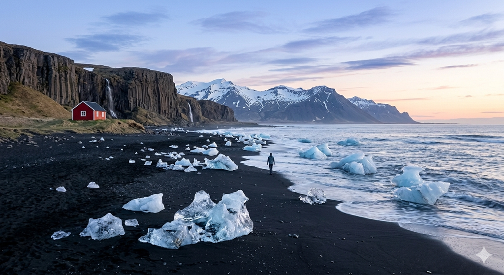 Icelandic Black Sand Beach Digital Wallpaper | High-Res Nordic Landscape Art (Digital Download)